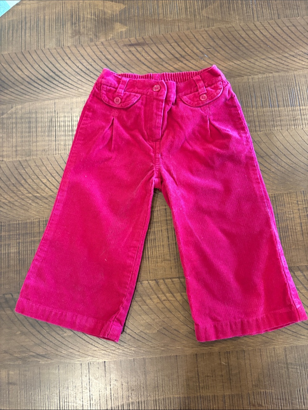 Wide Leg Elastic Waist Girls Pink Corduroy Pants